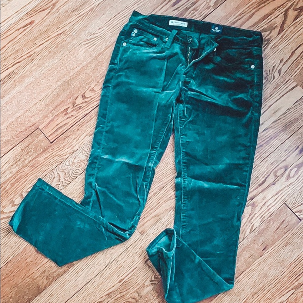 AG Stevie ankle forest green velour cords